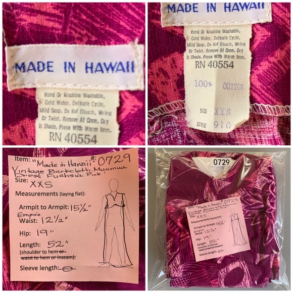 🌺 Vintage Barkcloth Muumuu Maxi-Dress Fuchsia 🌺 - Picture 11 of 12